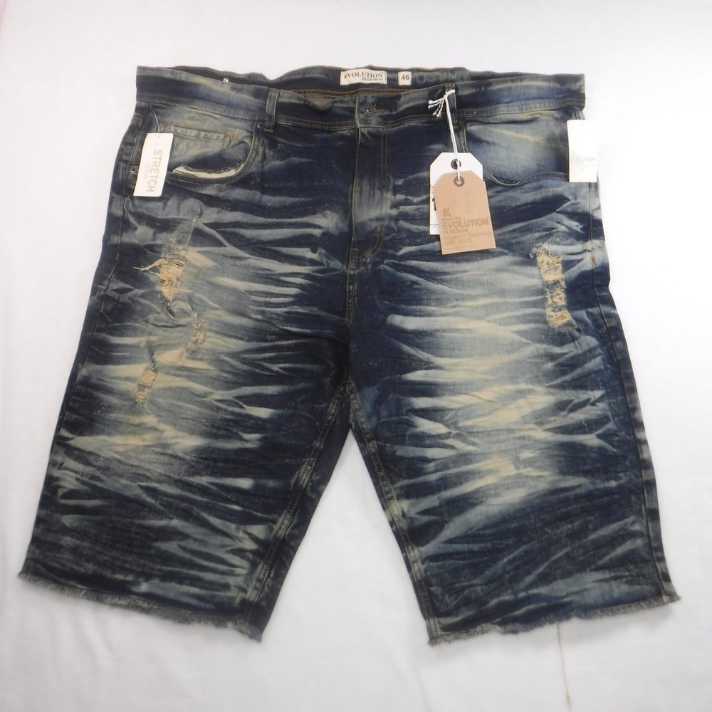 Evolution In Design Mens 46 Distressed Denim Shorts Medium Tint Blue 22278X‎ NEW